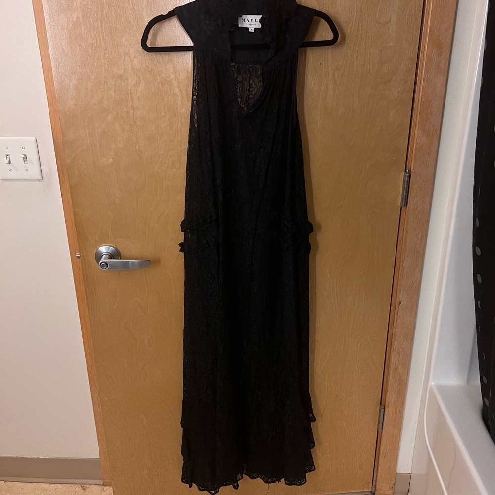 Rare Mayle Black Lace High-Neck Maxi Dress Sz 4 Pristine early 2001 - Picture 9 of 14